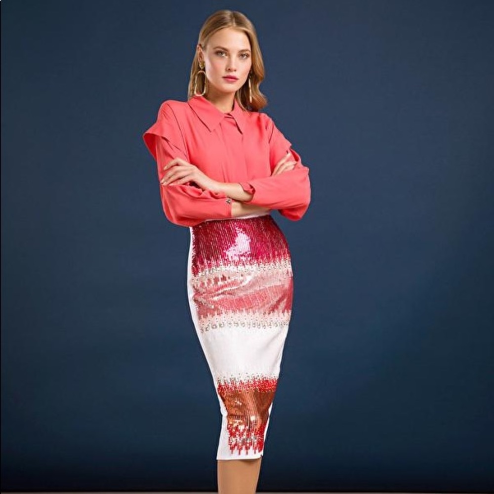 Embroidered Pencil Skirt